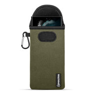 Hoesje voor Samsung Galaxy S22 Ultra - MobyDefend Neopreen Pouch Met Karabijnhaak - Insteekhoesje - Riemlus Hoesje - Groen
