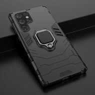 Samsung Galaxy S22 Ultra Hoesje - MobyDefend Dubbelgelaagde Pantsercase Met Standaard - Zwart