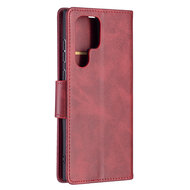 Samsung Galaxy S22 Ultra Hoesje - MobyDefend Wallet Book Case Met Koord - Rood