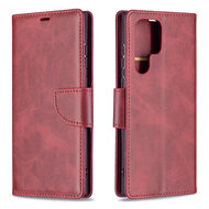 Samsung Galaxy S22 Ultra Hoesje - MobyDefend Wallet Book Case Met Koord - Rood