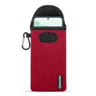 Hoesje voor Samsung Galaxy S22 Plus (S22+) - MobyDefend Neopreen Pouch Met Karabijnhaak - Insteekhoesje - Riemlus Hoesje - Rood