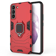 Samsung Galaxy S22 Plus (S22+) Hoesje - MobyDefend Dubbelgelaagde Pantsercase Met Standaard - Rood