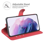 Samsung Galaxy S22 Plus (S22+) Hoesje - MobyDefend Kunstleren Wallet Book Case (Sluiting Voorkant) - Rood