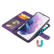 Samsung Galaxy S22 Plus (S22+) Hoesje - MobyDefend Luxe 2-in-1 Wallet Book Case Met Uitneembare Backcover - Paars