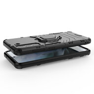 Samsung Galaxy S21 FE Hoesje - MobyDefend Dubbelgelaagde Pantsercase Met Standaard - Zwart