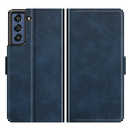 Samsung Galaxy S21 FE Hoesje - MobyDefend Luxe Wallet Book Case (Sluiting Zijkant) - Blauw