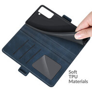 Samsung Galaxy S21 FE Hoesje - MobyDefend Luxe Wallet Book Case (Sluiting Zijkant) - Blauw