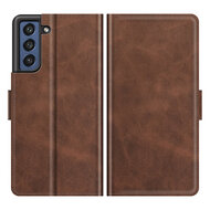 Samsung Galaxy S21 FE Hoesje - MobyDefend Luxe Wallet Book Case (Sluiting Zijkant) - Bruin