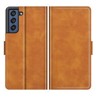 Samsung Galaxy S21 FE Hoesje - MobyDefend Luxe Wallet Book Case (Sluiting Zijkant) - Lichtbruin