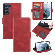 Samsung Galaxy S21 FE Hoesje - MobyDefend Luxe Wallet Book Case (Sluiting Zijkant) - Rood