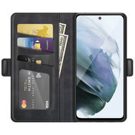Samsung Galaxy S21 FE Hoesje - MobyDefend Luxe Wallet Book Case (Sluiting Zijkant) - Zwart