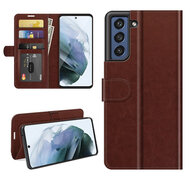 Samsung Galaxy S21 FE Hoesje - MobyDefend Wallet Book Case (Sluiting Achterkant) - Bruin