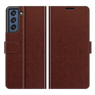 Samsung Galaxy S21 FE Hoesje - MobyDefend Wallet Book Case (Sluiting Achterkant) - Bruin