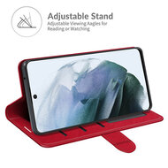 Samsung Galaxy S21 FE Hoesje - MobyDefend Wallet Book Case (Sluiting Achterkant) - Rood
