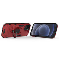 iPhone 13 Mini Hoesje - MobyDefend Dubbelgelaagde Pantsercase Met Standaard - Rood