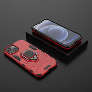 iPhone 13 Mini Hoesje - MobyDefend Dubbelgelaagde Pantsercase Met Standaard - Rood