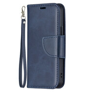 iPhone 13 Mini Hoesje - MobyDefend Wallet Book Case Met Koord - Blauw