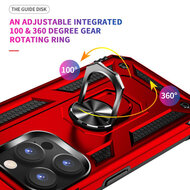 iPhone 14 Pro Hoesje - MobyDefend Pantsercase Met Draaibare Ring - Zwart