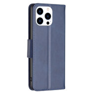 iPhone 14 Pro Hoesje - MobyDefend Wallet Book Case Met Koord - Blauw