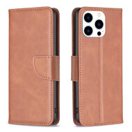 iPhone 14 Pro Hoesje - MobyDefend Wallet Book Case Met Koord - Bruin