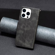 iPhone 14 Pro Hoesje - MobyDefend Wallet Book Case Met Koord - Zwart