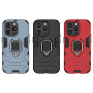 iPhone 14 Pro Hoesje - MobyDefend Dubbelgelaagde Pantsercase Met Standaard - Rood