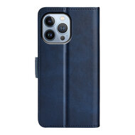 iPhone 14 Pro Hoesje - MobyDefend Luxe Wallet Book Case (Sluiting Zijkant) - Blauw
