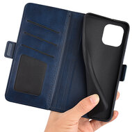 iPhone 14 Pro Hoesje - MobyDefend Luxe Wallet Book Case (Sluiting Zijkant) - Blauw