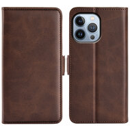 iPhone 14 Pro Hoesje - MobyDefend Luxe Wallet Book Case (Sluiting Zijkant) - Bruin