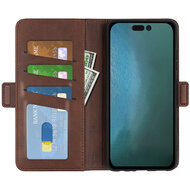 iPhone 14 Pro Hoesje - MobyDefend Luxe Wallet Book Case (Sluiting Zijkant) - Bruin