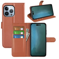 iPhone 14 Pro Hoesje - MobyDefend Kunstleren Wallet Book Case (Sluiting Voorkant) - Bruin