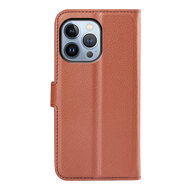 iPhone 14 Pro Hoesje - MobyDefend Kunstleren Wallet Book Case (Sluiting Voorkant) - Bruin