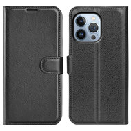 iPhone 14 Pro Hoesje - MobyDefend Kunstleren Wallet Book Case (Sluiting Voorkant) - Zwart