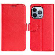 iPhone 14 Pro Hoesje - MobyDefend Wallet Book Case (Sluiting Achterkant) - Rood