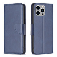 iPhone 14 Pro Max Hoesje - MobyDefend Wallet Book Case Met Koord - Blauw