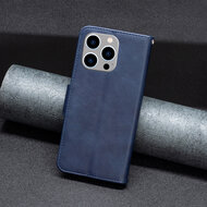 iPhone 14 Pro Max Hoesje - MobyDefend Wallet Book Case Met Koord - Blauw