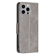 iPhone 14 Pro Max Hoesje - MobyDefend Wallet Book Case Met Koord - Grijs
