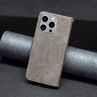 iPhone 14 Pro Max Hoesje - MobyDefend Wallet Book Case Met Koord - Grijs