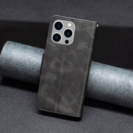 iPhone 14 Pro Max Hoesje - MobyDefend Wallet Book Case Met Koord - Zwart