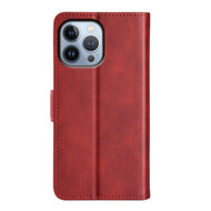 iPhone 14 Pro Max Hoesje - MobyDefend Luxe Wallet Book Case (Sluiting Zijkant) - Rood