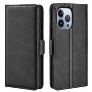 iPhone 14 Pro Max Hoesje - MobyDefend Luxe Wallet Book Case (Sluiting Zijkant) - Zwart