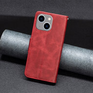 iPhone 14 Plus Hoesje - MobyDefend Wallet Book Case Met Koord - Rood