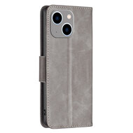 iPhone 14 Plus Hoesje - MobyDefend Wallet Book Case Met Koord - Grijs