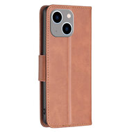 iPhone 14 Plus Hoesje - MobyDefend Wallet Book Case Met Koord - Bruin
