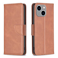 iPhone 14 Plus Hoesje - MobyDefend Wallet Book Case Met Koord - Bruin