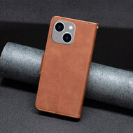 iPhone 14 Plus Hoesje - MobyDefend Wallet Book Case Met Koord - Bruin