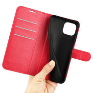 iPhone 14 Plus Hoesje - MobyDefend Kunstleren Wallet Book Case (Sluiting Voorkant) - Rood