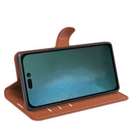 iPhone 14 Plus Hoesje - MobyDefend Kunstleren Wallet Book Case (Sluiting Voorkant) - Bruin