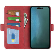 iPhone 14 Plus Hoesje - MobyDefend Luxe Wallet Book Case (Sluiting Zijkant) - Rood