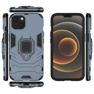 iPhone 13 Hoesje - MobyDefend Dubbelgelaagde Pantsercase Met Standaard - Navy Blauw